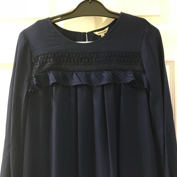 Max Studio Empire Lace Trim Dress in Navy Blue - Picture 5 of 6